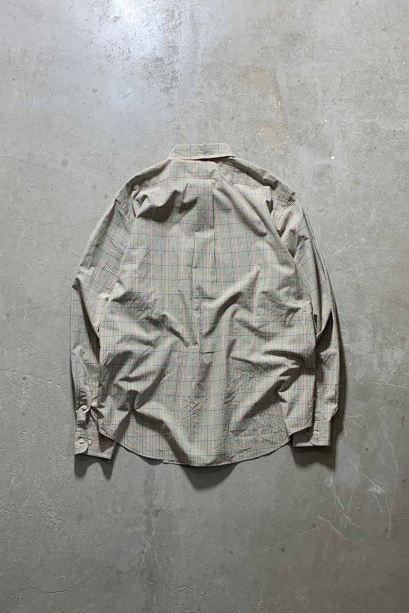 90'S LONG-SLEEVE BUTTON-DOWN COTTON GINGHAM CHECK CLASSIC FIT SHIRT / OLIVE [SIZE: XL USED]