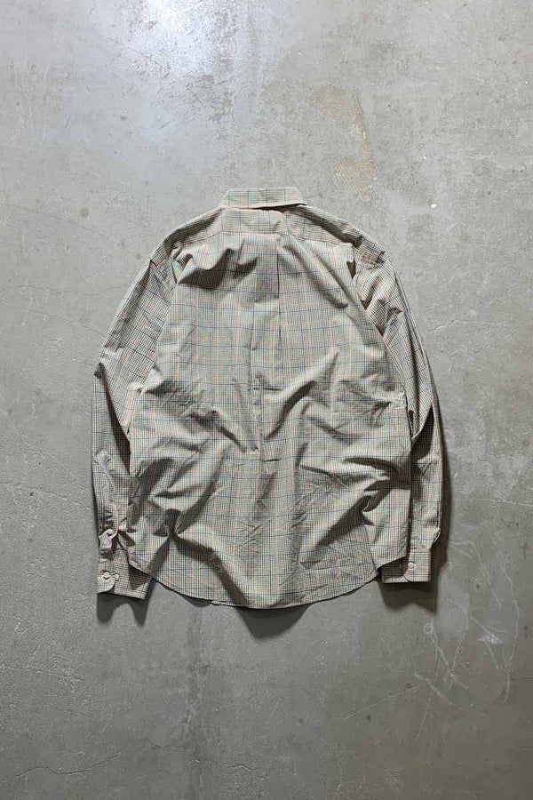 90'S LONG-SLEEVE BUTTON-DOWN COTTON GINGHAM CHECK CLASSIC FIT SHIRT / OLIVE [SIZE: XL USED]