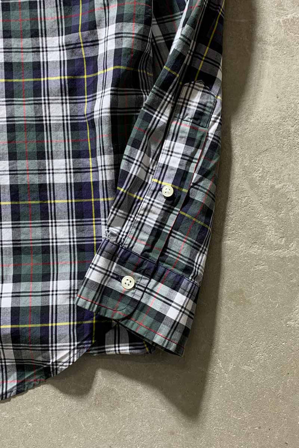 90'S L/S B.D COTTON CHECK CLASSIC FIT SHIRT / GREEN [SIZE: L USED]