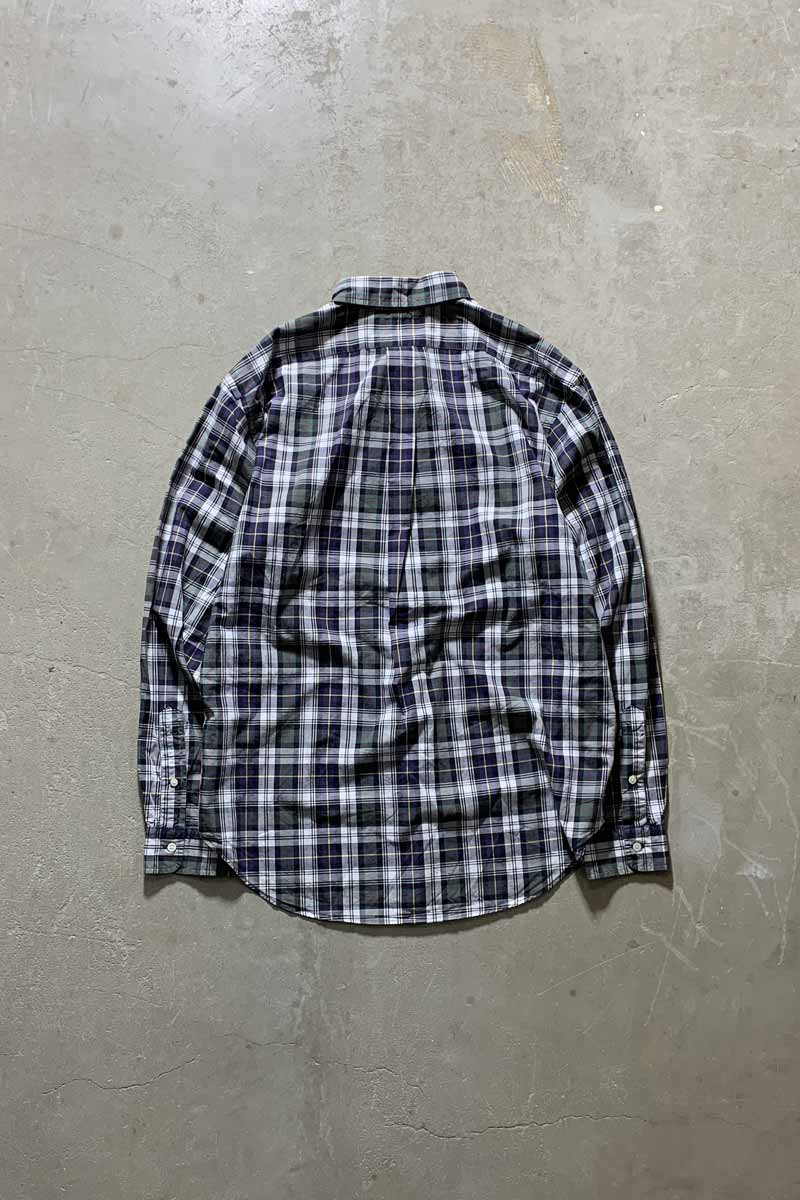 90'S L/S B.D COTTON CHECK CLASSIC FIT SHIRT / GREEN [SIZE: L USED]