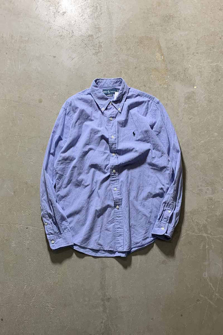 90'S L/S B.D COTTON GINGHAM CHECK CUSTOM FIT SHIRT / BLUE [SIZE: L USED]
