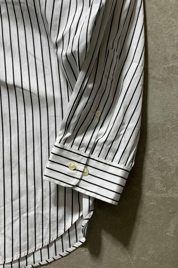 90'S L/S B.D STRIPE CLASSIC FIT SHIRT / WHITE / BLACK [SIZE: XL USED]