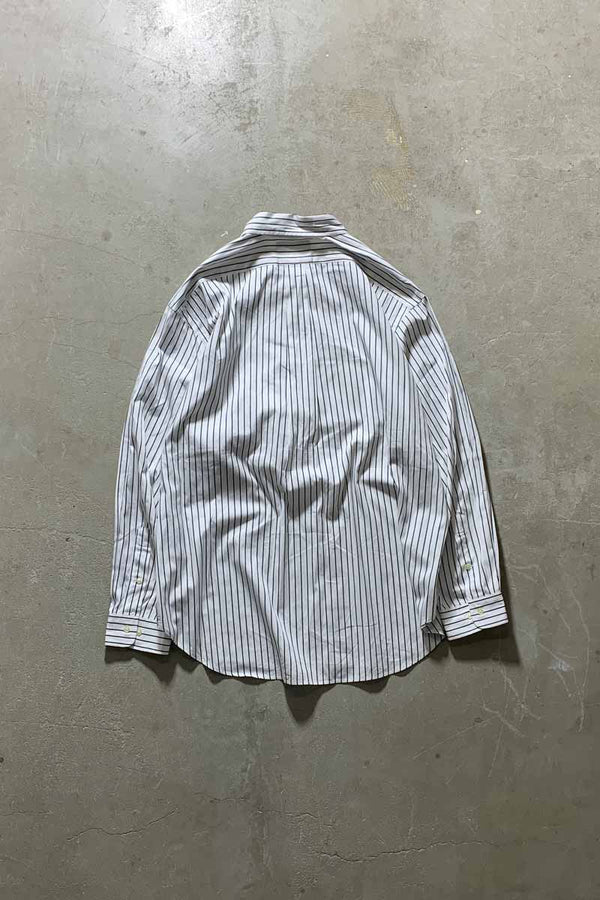 90'S L/S B.D STRIPE CLASSIC FIT SHIRT / WHITE / BLACK [SIZE: XL USED]