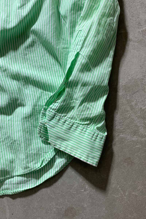 90'S L/S B.D STRIPE CLASSIC FIT SHIRT / WHITE / GREEN [SIZE: L USED]