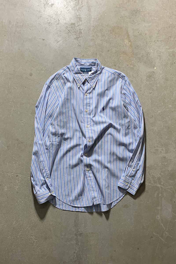 90'S L/S B.D STRIPE CLASSIC FIT SHIRT / BLUE / WHITE [SIZE: L USED]