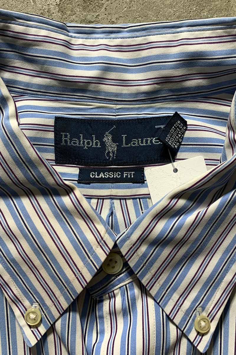 90'S L/S B.D STRIPE CLASSIC FIT SHIRT / BLUE / WHITE [SIZE: L USED]