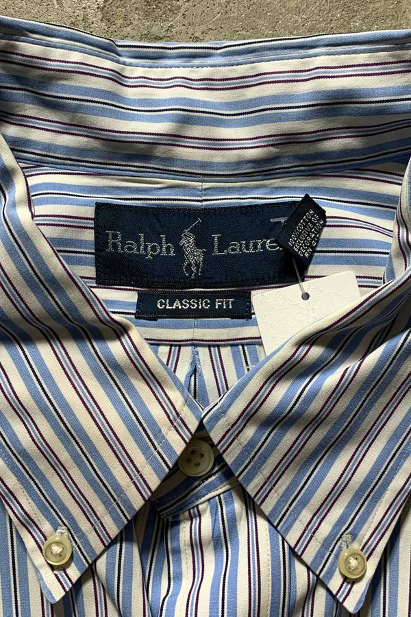 90'S L/S B.D STRIPE CLASSIC FIT SHIRT / BLUE / WHITE [SIZE: L USED]