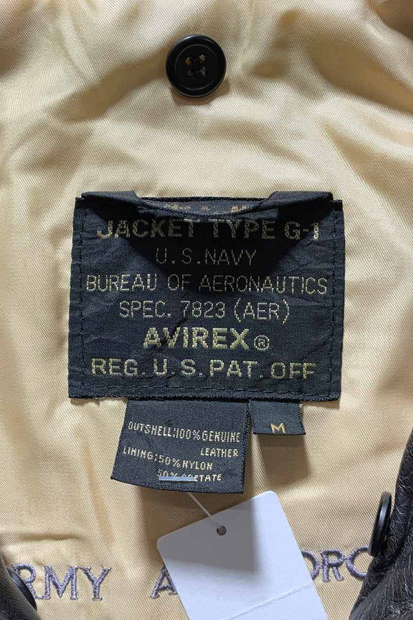 90'S G-1 FLIGHT LEATHER JACKET WITH CUSTOM LINER / BLACK [SIZE: M USED]