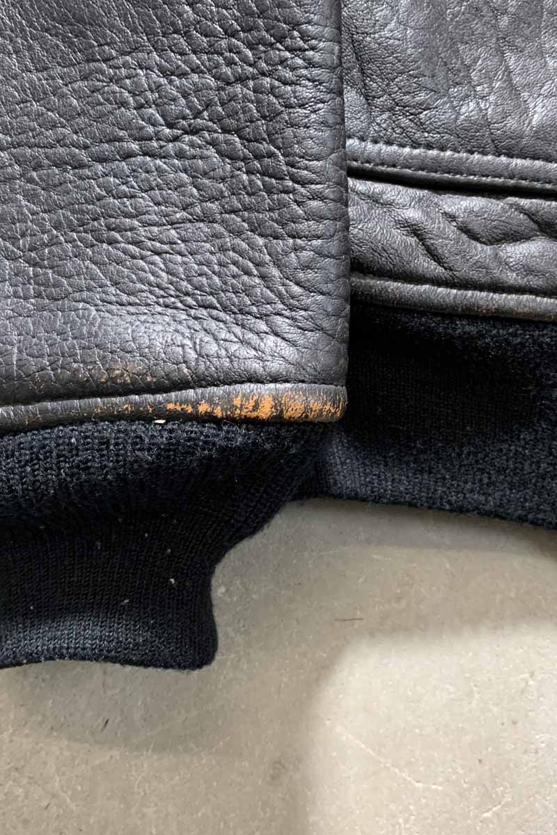 90'S G-1 FLIGHT LEATHER JACKET WITH CUSTOM LINER / BLACK [SIZE: M USED]