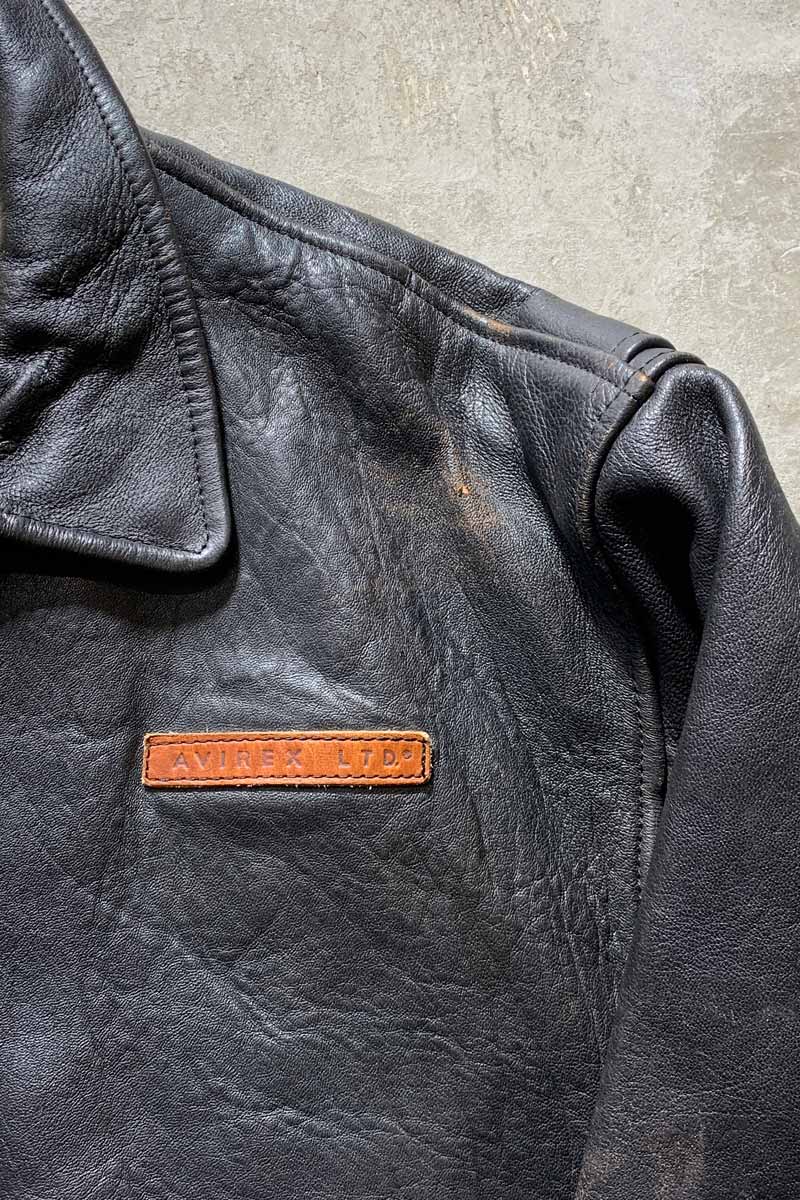 90'S G-1 FLIGHT LEATHER JACKET WITH CUSTOM LINER / BLACK [SIZE: M USED]