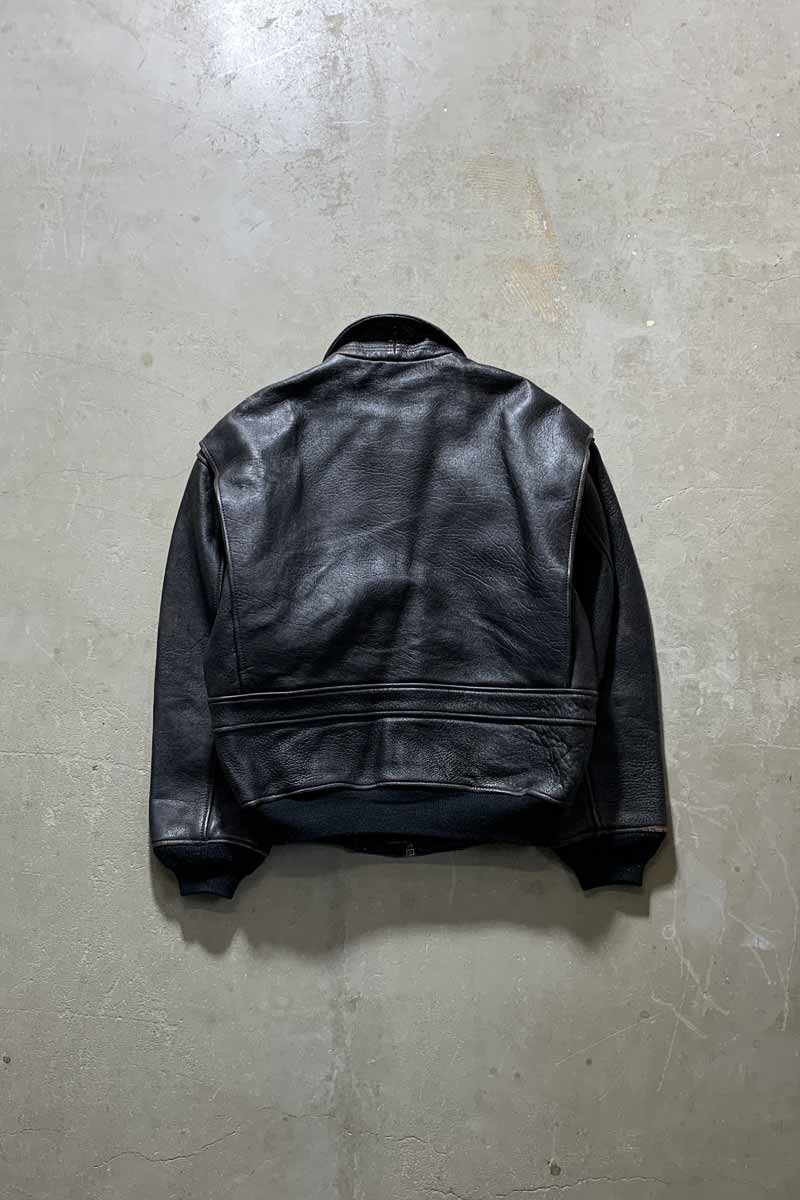 90'S G-1 FLIGHT LEATHER JACKET WITH CUSTOM LINER / BLACK [SIZE: M USED]