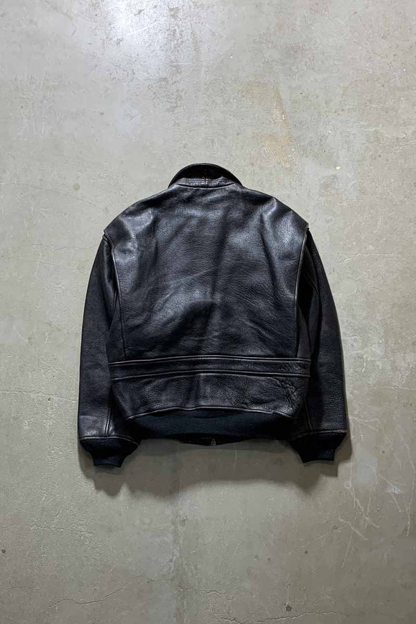 90'S G-1 FLIGHT LEATHER JACKET WITH CUSTOM LINER / BLACK [SIZE: M USED]