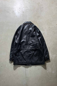 90'S LEATHER MIDDLE COAT / BLACK [SIZE: L USED]