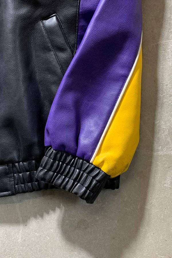 90-00'S MINNESOTA VIKINGS VEGAN LEATHER STADIUM JACKET / PURPLE [SIZE: XL USED]