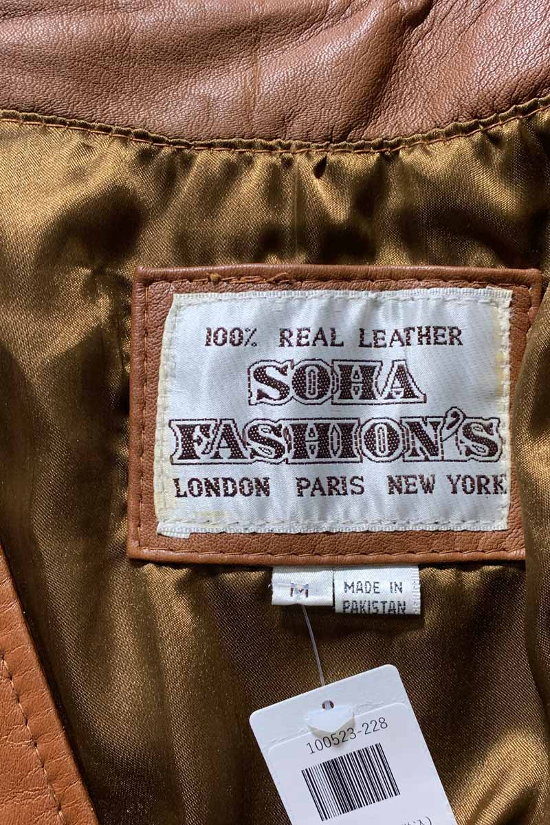 90'S BELTED LEATHER VEST / BROWN [SIZE: M DEADSTOCK/NOS]