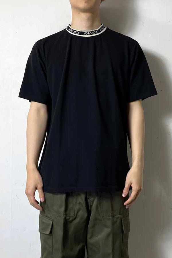 S/S NECK LOGO DESIGN T-SHIRT / BLACK [SIZE: XL USED]