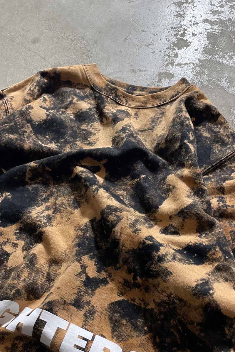 LOGO PRINT BLEACHED SWEATSHIRT / BLACK [SIZE: M USED]