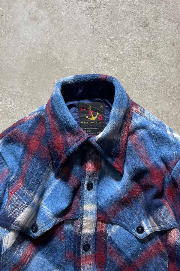 70-80s C.P.O. FLANNEL L/S SHIRT / BLUE [SIZE: M USED]
