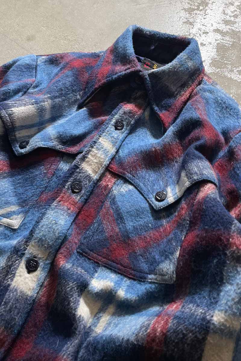 70-80s C.P.O. FLANNEL L/S SHIRT / BLUE [SIZE: M USED]