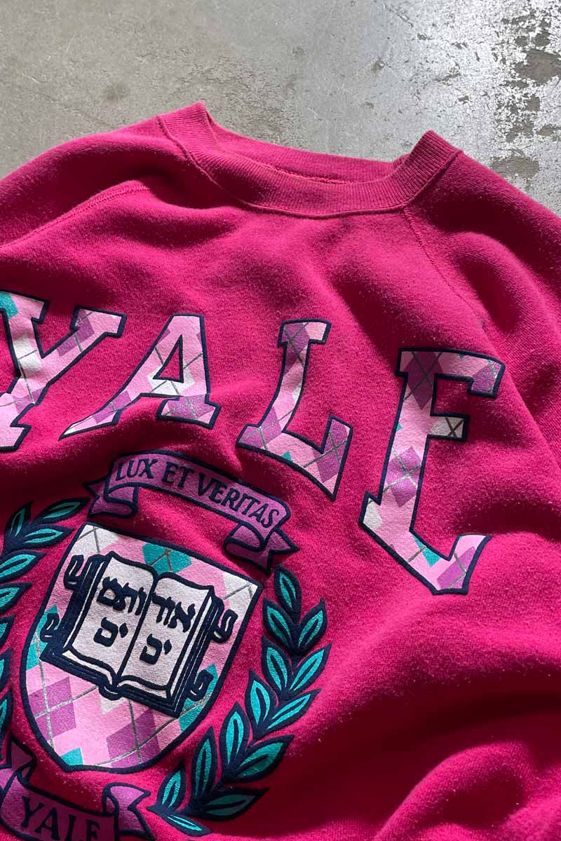 YALE COLLEGE LOGO SWEATSHIRT / PINK [SIZE: XL USED]