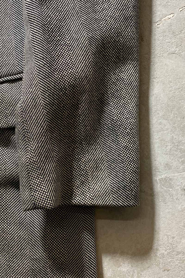 MADE IN ENGLAND 90'S DOUBLE HERRINGBONE WOOL COAT / BEIGE [SIZE: L USED]