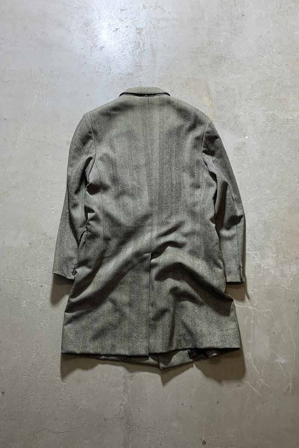 MADE IN ENGLAND 90'S DOUBLE HERRINGBONE WOOL COAT / BEIGE [SIZE: L USED]