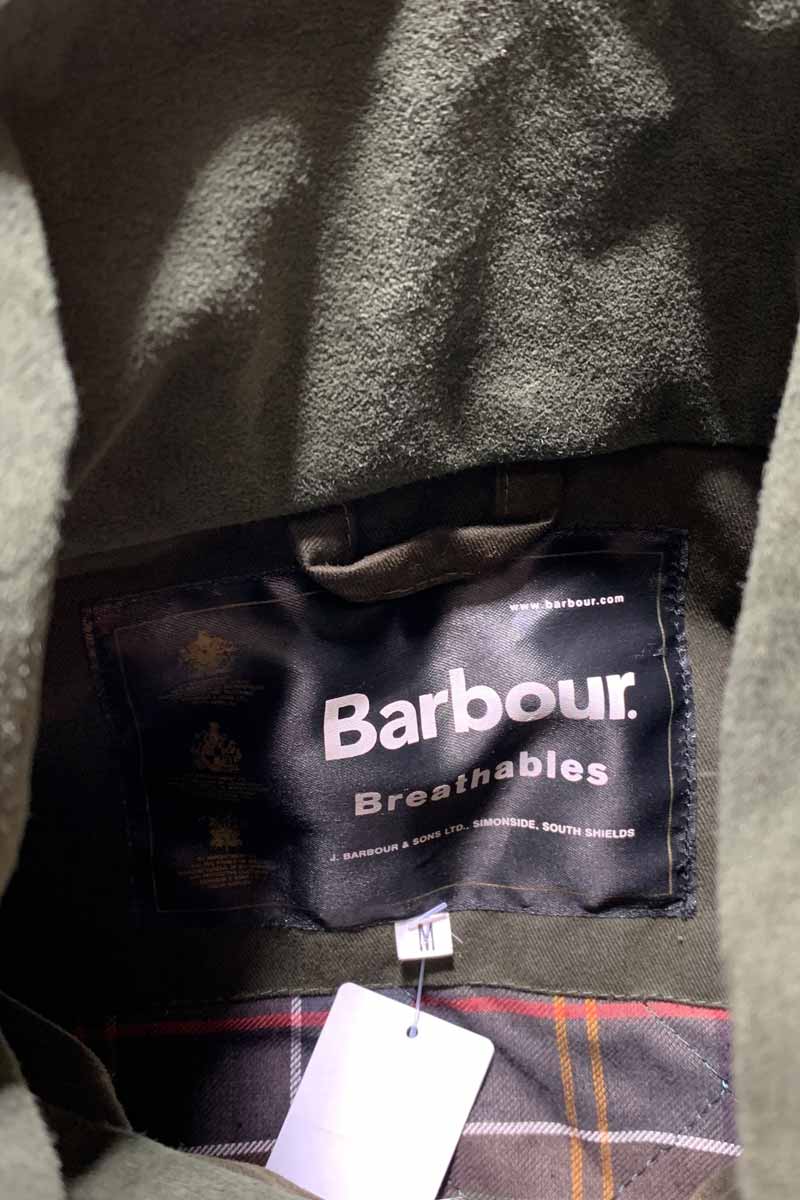 MADE IN ITALY BREATHABLES STAND-COLLAR ZIP UP JACKET / OLIVE [SIZE: M USED]
