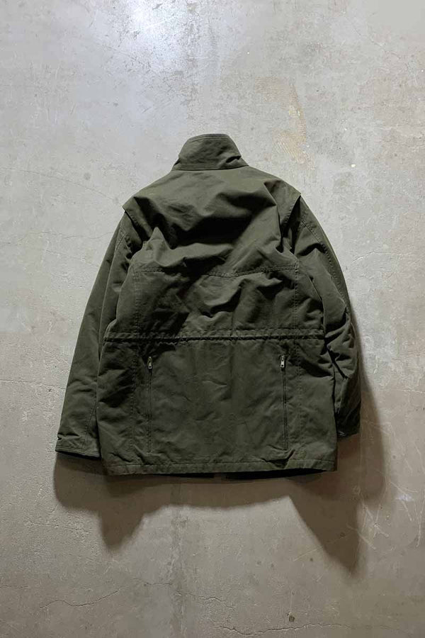 MADE IN ITALY BREATHABLES STAND-COLLAR ZIP UP JACKET / OLIVE [SIZE: M USED]
