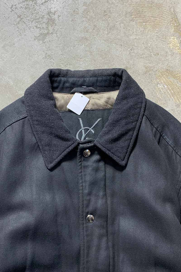 MADE IN ITALY 80-90'S COTTON POLY ZIP UP JACKET W/QUILTING LINER / BLACK [SIZE: M USED]