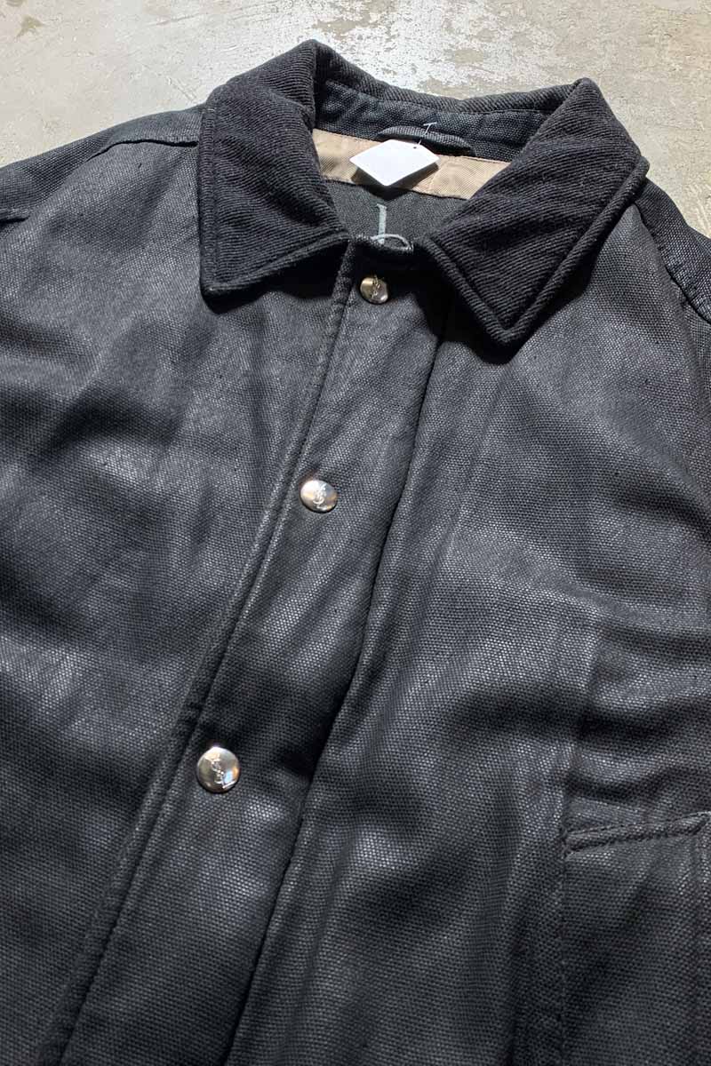 MADE IN ITALY 80-90'S COTTON POLY ZIP UP JACKET W/QUILTING LINER / BLACK [SIZE: M USED]