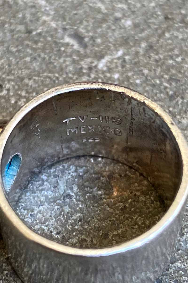 MADE IN MEXICO 925 SILVER RING W/TURQUOISE [SIZE: JP 15 USED]