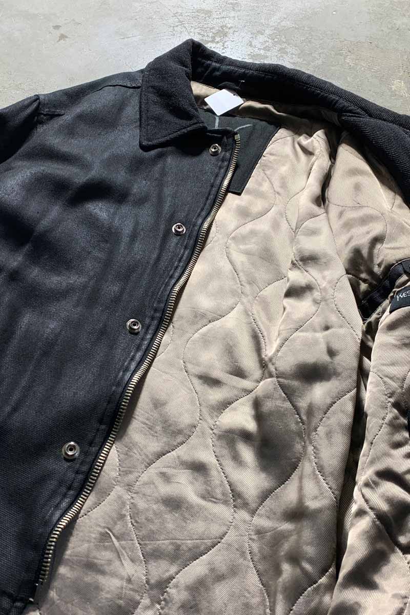MADE IN ITALY 80-90'S COTTON POLY ZIP UP JACKET W/QUILTING LINER / BLACK [SIZE: M USED]