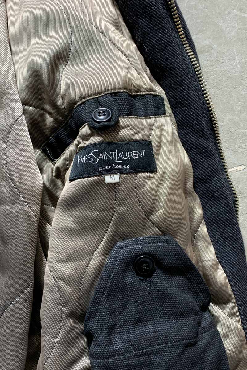 MADE IN ITALY 80-90'S COTTON POLY ZIP UP JACKET W/QUILTING LINER / BLACK [SIZE: M USED]