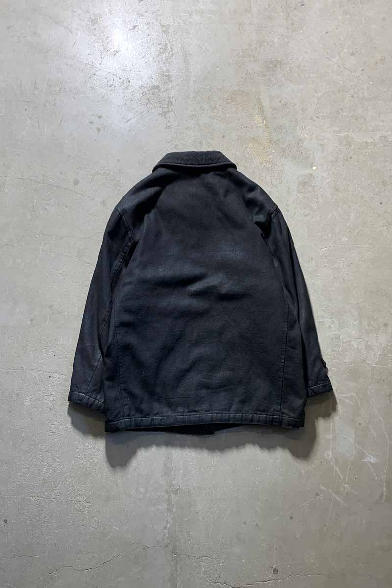 MADE IN ITALY 80-90'S COTTON POLY ZIP UP JACKET W/QUILTING LINER / BLACK [SIZE: M USED]