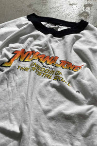 MADE IN MEXICO 07'S  INDIANA JONES PRINT MOVIE RINGER T-SHIRT / WHITE [SIZE: L USED]