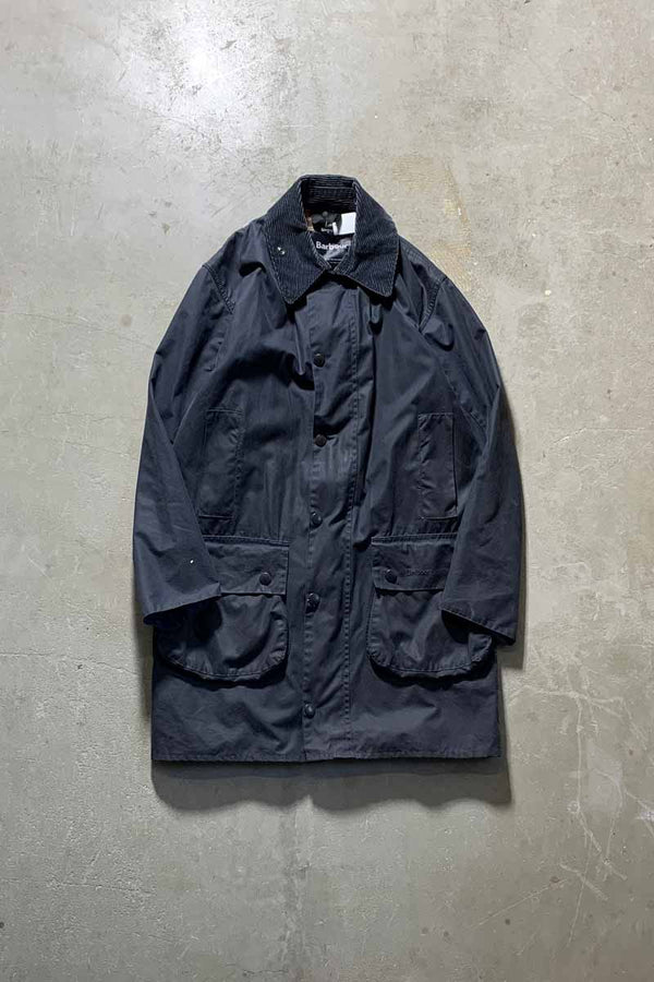 MADE IN ENGLAND BORDER OILED WAX JACKET / NAVY [SIZE: L USED]