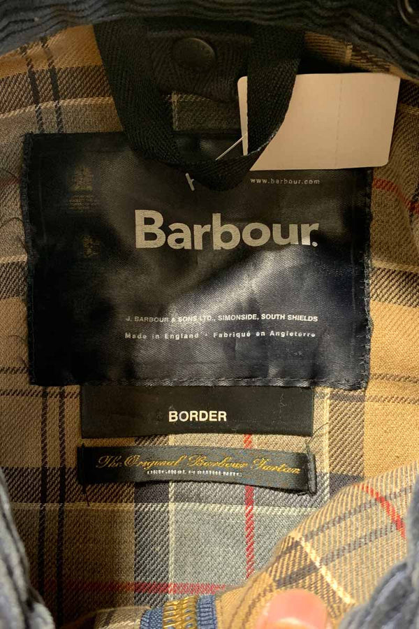 MADE IN ENGLAND BORDER OILED WAX JACKET / NAVY [SIZE: L USED]