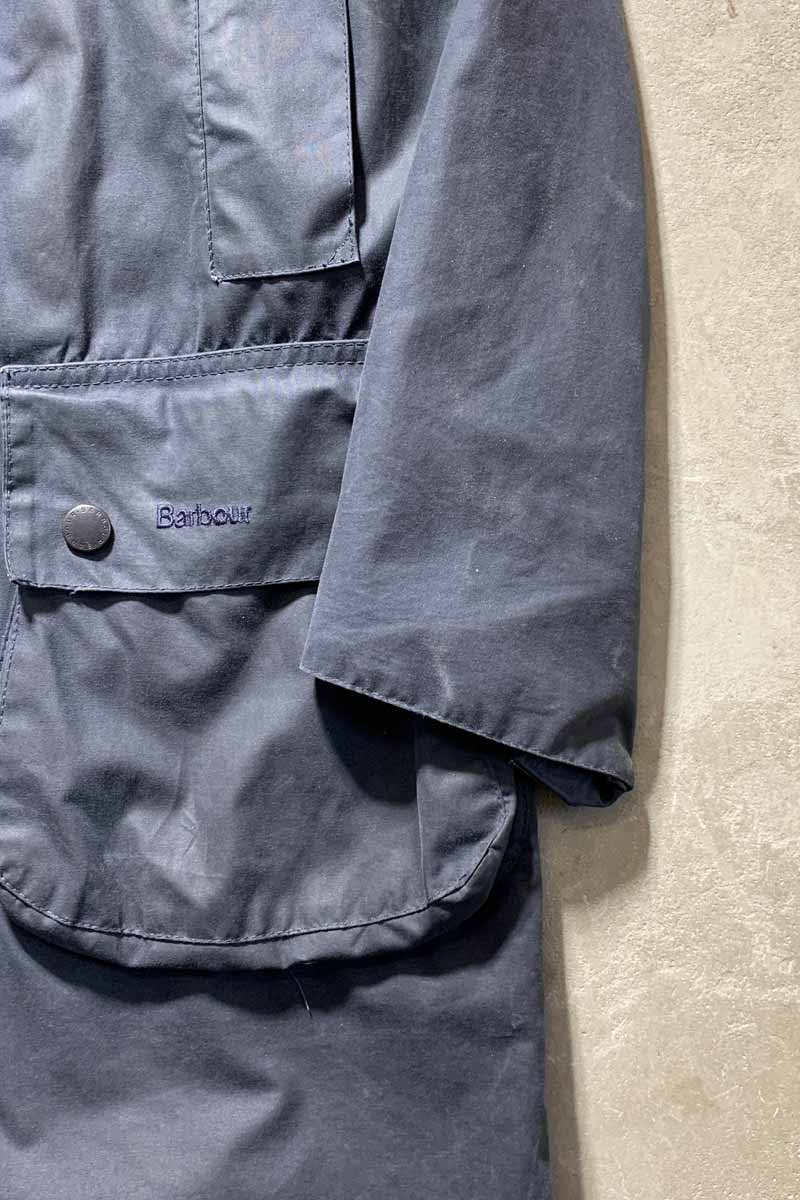 MADE IN ENGLAND BORDER OILED WAX JACKET / NAVY [SIZE: L USED]