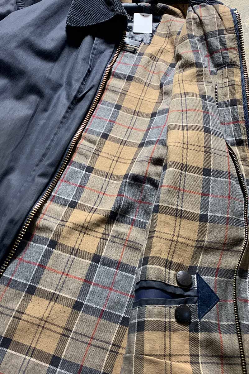 MADE IN ENGLAND BORDER OILED WAX JACKET / NAVY [SIZE: L USED]