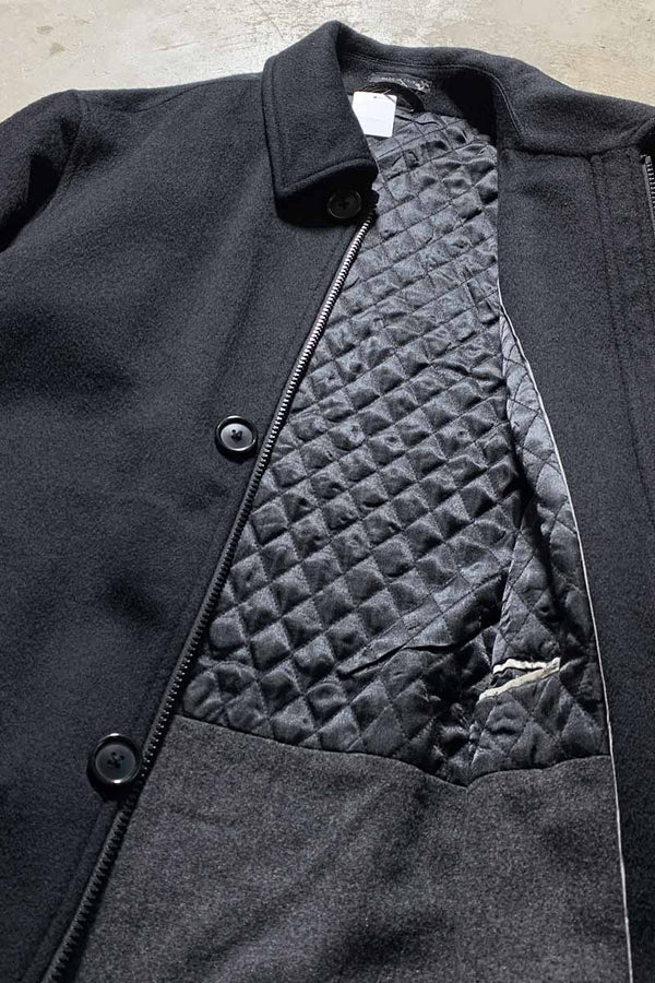 ZIP UP WOOL COAT W/QUILTING LINER / BLACK [SIZE: M USED]