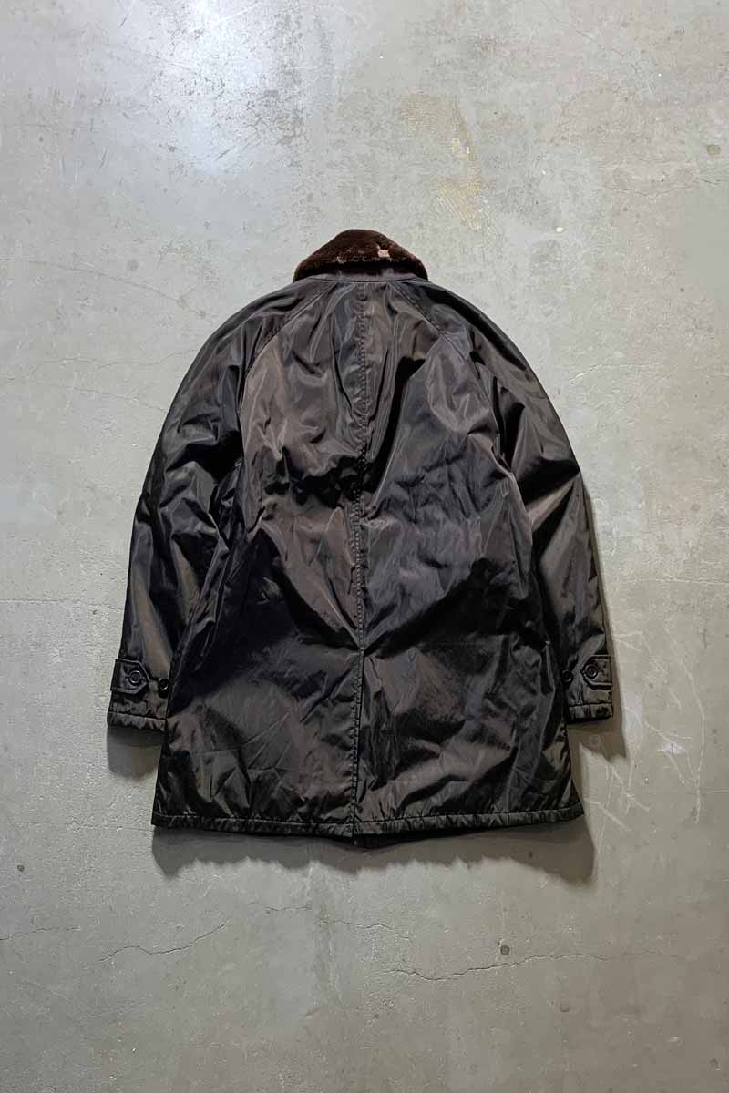 MADE IN ITALY FUR COLLAR BALMACAAN NYLON COAT / BROWN [SIZE: S DEADSTOCK/NOS]