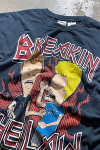 Y2K EALRY 00'S BEAVIS AND BUTT-HEAD PRINT MOVIE T-SHIRT / BLACK [SIZE: XL USED]
