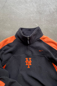 Y2K EARLY 00'S NY METS HALF-ZIP FLEECE JACKET / BLACK [SIZE: XL USED]