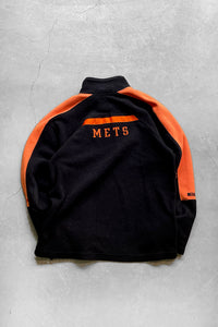 Y2K EARLY 00'S NY METS HALF-ZIP FLEECE JACKET / BLACK [SIZE: XL USED]