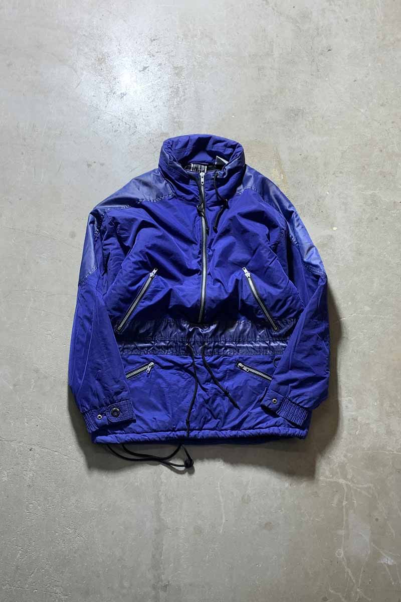 Y2K EARLY 00'S HALF ZIP NYLON PUFF JACKET / BLUE [SIZE: S USED]