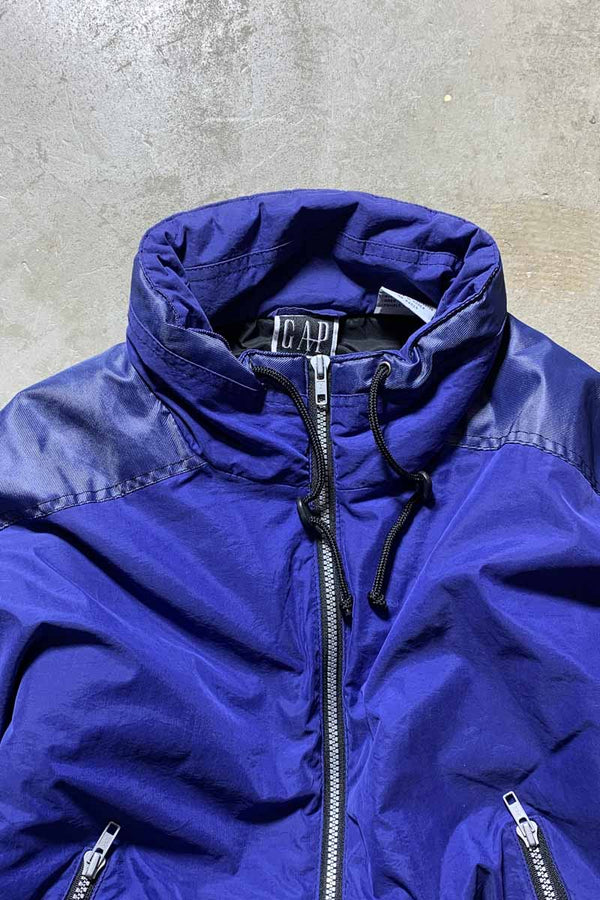Y2K EARLY 00'S HALF ZIP NYLON PUFF JACKET / BLUE [SIZE: S USED]