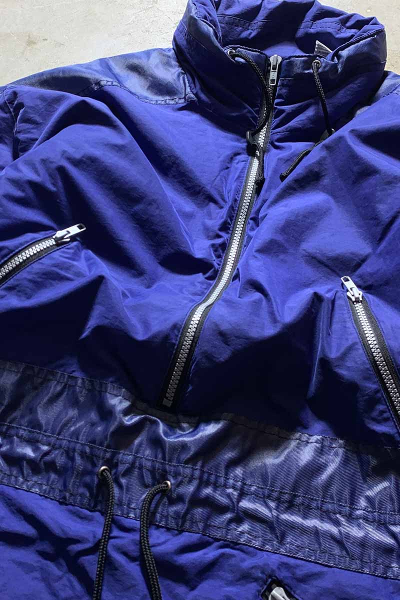 Y2K EARLY 00'S HALF ZIP NYLON PUFF JACKET / BLUE [SIZE: S USED]
