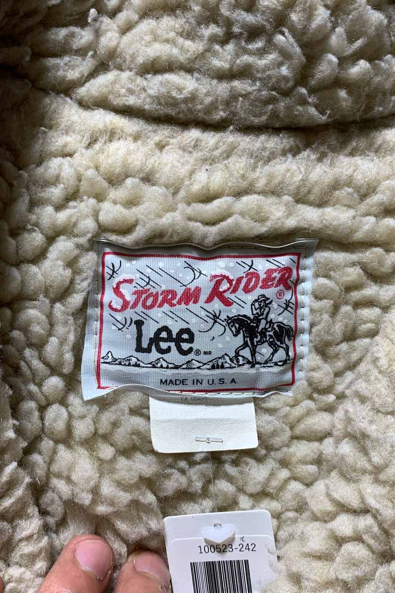 MADE IN USA 78-80'S STORM RIDER DENIM BOA JACKET / LIGHT INDIGO [SIZE: L USED]