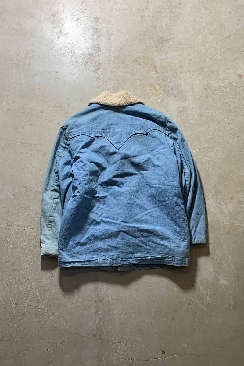 MADE IN USA 78-80'S STORM RIDER DENIM BOA JACKET / LIGHT INDIGO [SIZE: L USED]