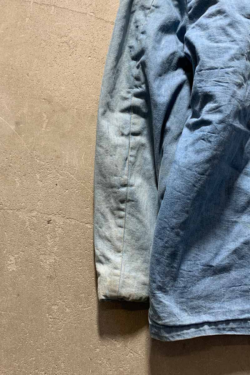 MADE IN USA 78-80'S STORM RIDER DENIM BOA JACKET / LIGHT INDIGO [SIZE: L USED]